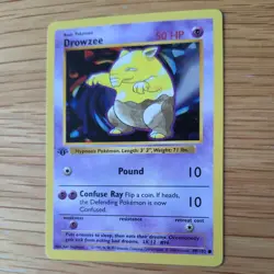 1ST EDITION SHADOWLESS DROWZEE 49/102 POKEMON CARD (BASE SET) - Image 4