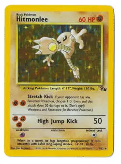 Hitmonlee 7/62 Fossil Holo Rare Pokemon Card WOTC 1999 LP - Image 3