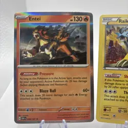 Pokemon TCG Raikou 55/162 Entei 30/197 & Suicune 30/122 Holo Rare - Image 4