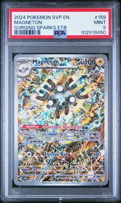 2024 POKEMON SVP EN-SV BLACK STAR PROMO #159 MAGNETON SURGING SPARKS PSA 9 - Image 1