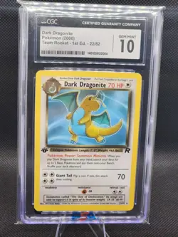 2000 Pokemon Team Rocket 1st Edition Dark Dragonite Non-Holo 22 CGC 10 Gem MT - Image 2