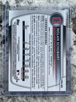 2025 Bowman Draft Nolan Schubart Auto CPA-NS Guardians Chrome 1st - Image 2