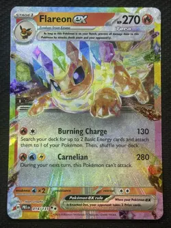 Pokemon Flareon ex 014/131 Sv: Prismatic Evolutions Double Rare Holo 270HP Card - Image 1