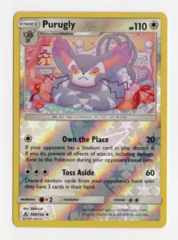 Pokemon Purugly 109/156 Ultra Prism Reverse Holo 2018 Sun & Moon NM English - Image 1