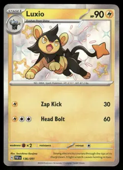 Pokemon Cards Luxio 136/091 Paldean Fates Shiny Rare NM - Image 1