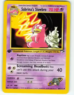 Sabrina's Slowbro - 1st Edition - 60/132 Gym Heroes - Pokemon TCG - 2000 - Image 1