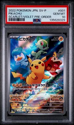 PSA 10 GEM MINT Pikachu 001/SV-P PROMO Scarlet Violet Pre Order Japanese Pokemon - Image 1