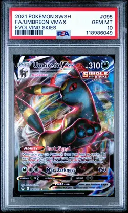 Umbreon VMAX PSA 10 English Pokemon Card 095/203 Evolving Skies 2021 Full Art - Image 1