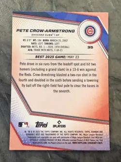2025 Topps Bowman's Best Pete Crow-Armstrong Blue/green Refractor #15/199 Cubs - Image 2