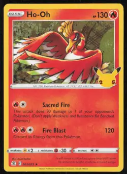 Ho-Oh 001/025 Pokemon Celebrations 25th Anniversary Holo Rare Card NM Mint - Image 1