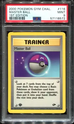 Master Ball 116/132 PSA 9 1st Edition Gym Challenge Pokemon Card - Image 1