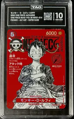 TAG 10 One Piece ST21-014 SR Monkey.D.Luffy - JP - Foil - Magazine Promo- Graded - Image 1