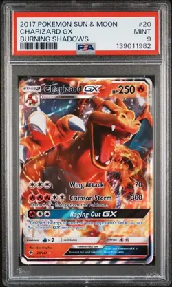 PSA 9 CHARIZARD GX 20 BURNING SHADOWS SUN & MOON POKEMON MINT - Image 1