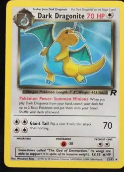 2000 Classic - Team Rocket Dark Dragonite #22 Non Holo Rare Pokemon Card - Image 1