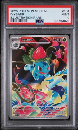 2025 POKEMON MEG EN-MEGA EVOLUTION ILLUSTRATION RARE #134 IVYSAUR PSA 9 - Image 1