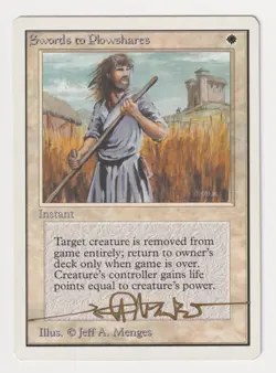 Gold Signed Swords to Plowshares HP Unlimited Artist Jeff A. Menges MTG Magic! - Image 1