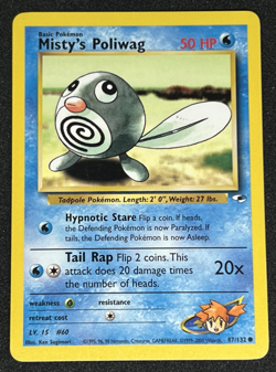 Misty's Poliwag 87/132 WOTC Gym Heroes - Non-Holo Common Pokemon Card NM - Image 1