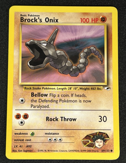Brock's Onix 69/132 WOTC Gym Heroes - Non-Holo Common Pokemon Card NM - Image 1
