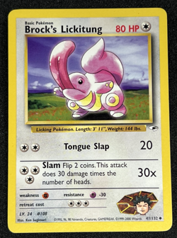 Brock's Lickitung 41/132 WOTC Gym Heroes - Non-Holo Uncommon Pokemon Card LP - Image 1