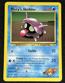 Misty's Shellder 89/132 WOTC Gym Heroes - Non-Holo Common Pokemon Card LP - Image 1