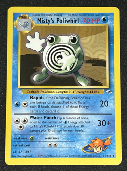 Misty's Poliwhirl 53/132 WOTC Gym Heroes - Non-Holo Uncommon Pokemon Card NM - Image 1