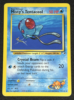 Misty's Tentacool 57/132 WOTC Gym Heroes - Non-Holo Uncommon Pokemon Card LP - Image 1