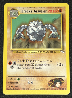 Brock's Graveler 40/132 WOTC Gym Heroes - Non-Holo Uncommon Pokemon Card LP - Image 1