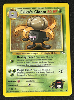 Erika's Gloom 45/132 WOTC Gym Heroes - Non-Holo Uncommon Pokemon Card LP - Image 1