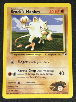 Brock's Mankey 68/132 WOTC Gym Heroes - Non-Holo Common Pokemon Card LP - Image 1