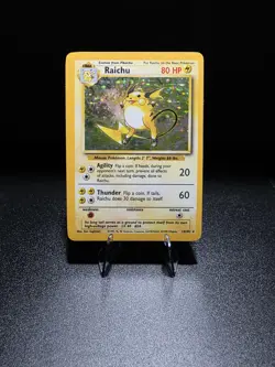 Pokemon TCG Raichu Holo Rare Card 14/102 Base Set 1999 - Image 1