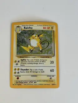 Pokemon TCG Raichu Holo Rare Card 14/102 Base Set 1999 - Image 1
