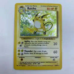 Raichu 14/102 Base Set Holo Rare 1999 Pokemon TCG Card MP Unlimited - Image 1