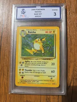 1999 Pokemon Game Base Set Unlimited Raichu Holo Rare 14/102 #14 MGC 3 - Image 1