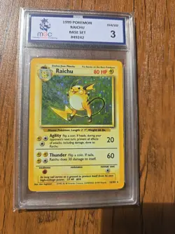 1999 Pokemon Game Base Set Unlimited Raichu Holo Rare 14/102 #14 MGC 3 - Image 3