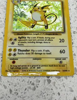 Pokemon TCG - Raichu 14/102 Base Set Holo Rare WOTC 1999 Vintage WoTC DMG - Image 3