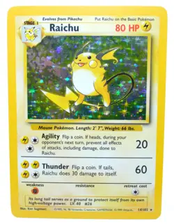 Raichu 14/102 Holo Rare Unlimited Base Set 1999 - Pokemon Card TCG (NM) - Image 1