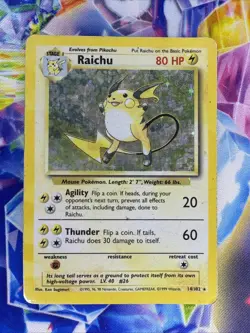 Pokemon 1999 Raichu Base Set Holo Rare 14/102 HP - Image 1