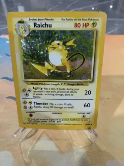 Pokemon TCG - Raichu 14/102 Base Set Holo Rare WOTC 1999 Vintage WoTC - Image 1