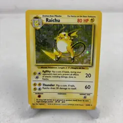 Raichu 14/102 Holo Rare Base Set TCG 1999 Pokemon Card LP - Image 1