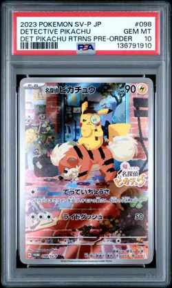 2023 POKEMON JAPANESE SV-P PROMO #098 DETECTIVE PIKACHU PSA 10 - Image 1