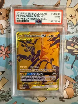 Pokemon Pikachu & Zekrom GX Premium Coll. Full Art Promo SM248 PSA 9 Mint - Image 1