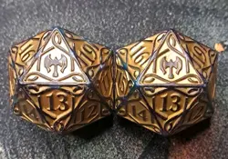 X2 MTG Kaldheim Gold Oversized Spindown Dice D20 LOT OF 2 - Magic the Gathering - Image 1