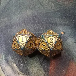 X2 MTG Kaldheim Gold Oversized Spindown Dice D20 LOT OF 2 - Magic the Gathering - Image 2