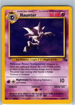 Pokemon TCG Haunter 21/62 Fossil Rare Non Holo Card WOTC 1999 - Image 1