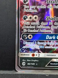 Pokemon TCG Umbreon GX Sun Moon 80/149 Holo Ultra Rare Play Wear See Pics - Image 5