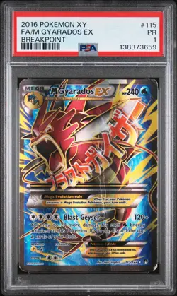 PSA 1 2016 Pokemon XY Breakpoint Full Art M Mega Gyarados EX 115/122 Holo Foil - Image 1