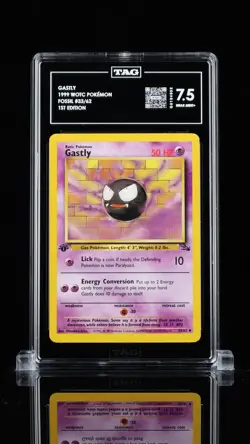 GASTLY 1ST EDITION NON-HOLO #33/62 - 1999 WOTC POKEMON FOSSIL TAG NEAR MINT+ 7.5 - Image 1