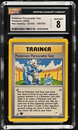 CGC 8 NM/MINT - Pokemon Personality Test 1st Edition 102/105 - Neo Destiny 2002 - Image 1
