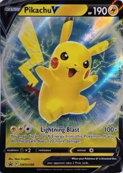 Pikachu V SWSH198 Holo Promo Sword & Shield Promo Near Mint - Image 1