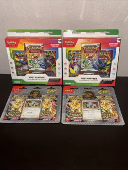 Pokemon Lot 2x First Partner Illustration Collection And 2x Larry Double Packs - Image 1